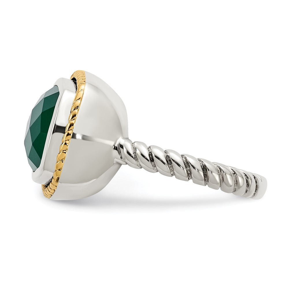 Sterling Silver w/14k Green Onyx Ring