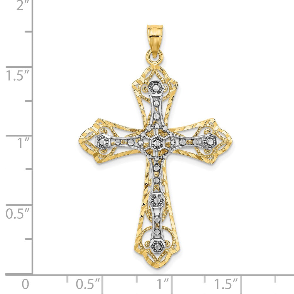 14K Two-Tone and D/C Filigree Cross Charm