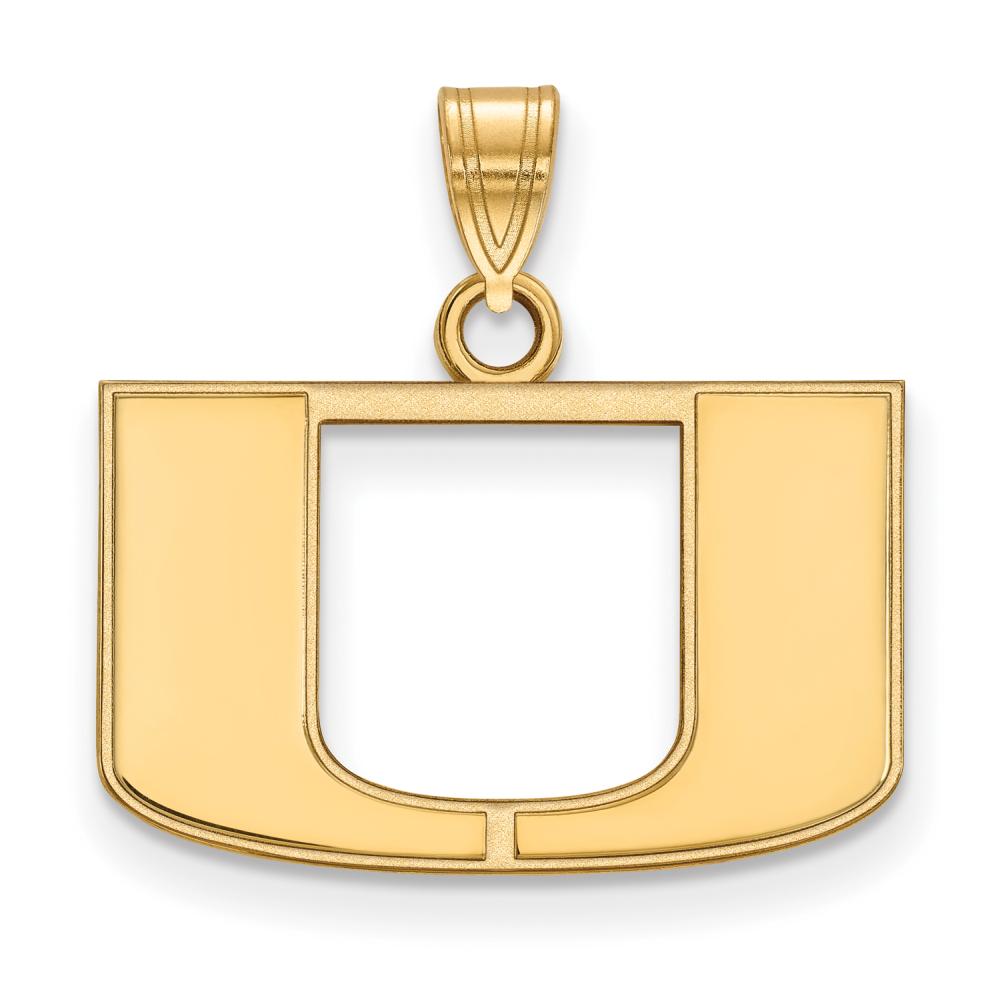14k Gold LogoArt University of Miami Florida Letter U Small Pendant #Q-4Y002UMF