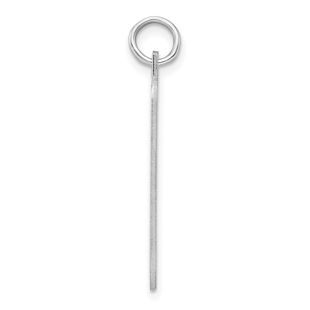 Sterling Silver Rhod.-plated Eng. Rect. Polish Front/Satin Back Disc Charm