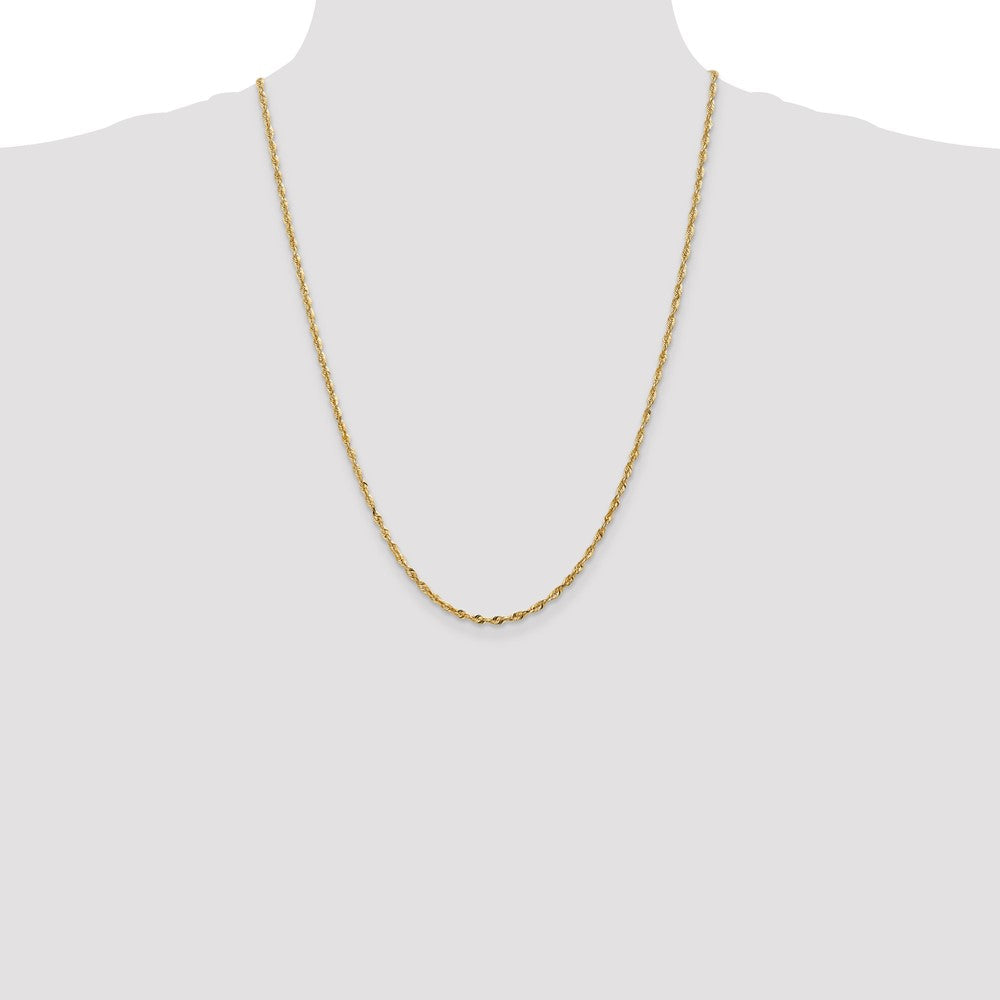 14K 24 inch 2.5mm Ultra Diamond-cut Rope with Lobster Clasp Chain