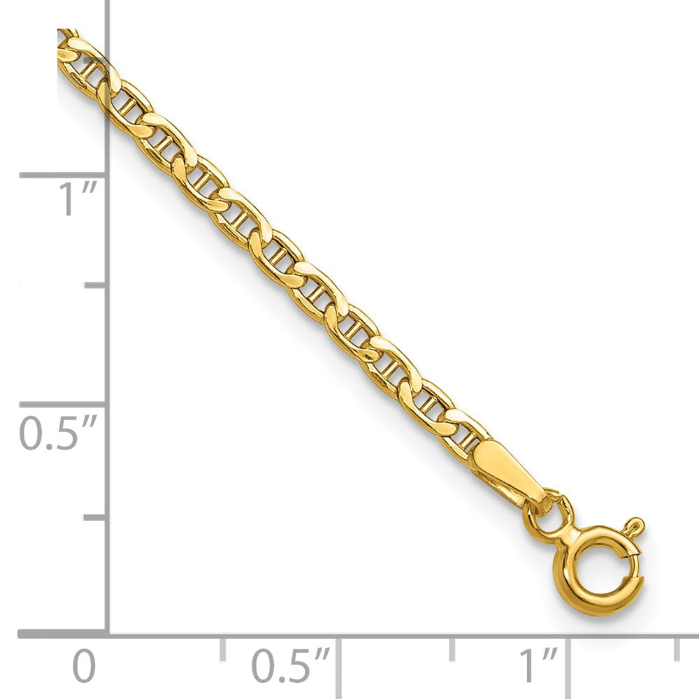 14k 2.4mm Semi-Solid Anchor Chain 8  inches