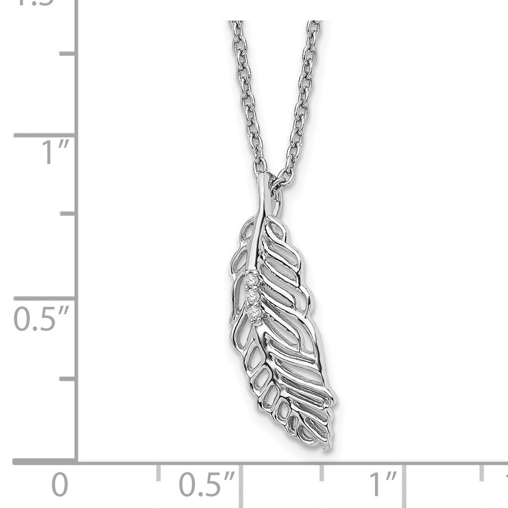 White Ice Sterling Silver Rhodium-plated 18 Inch Diamond Feather Necklace with 2 Inch Extender 18 Inches