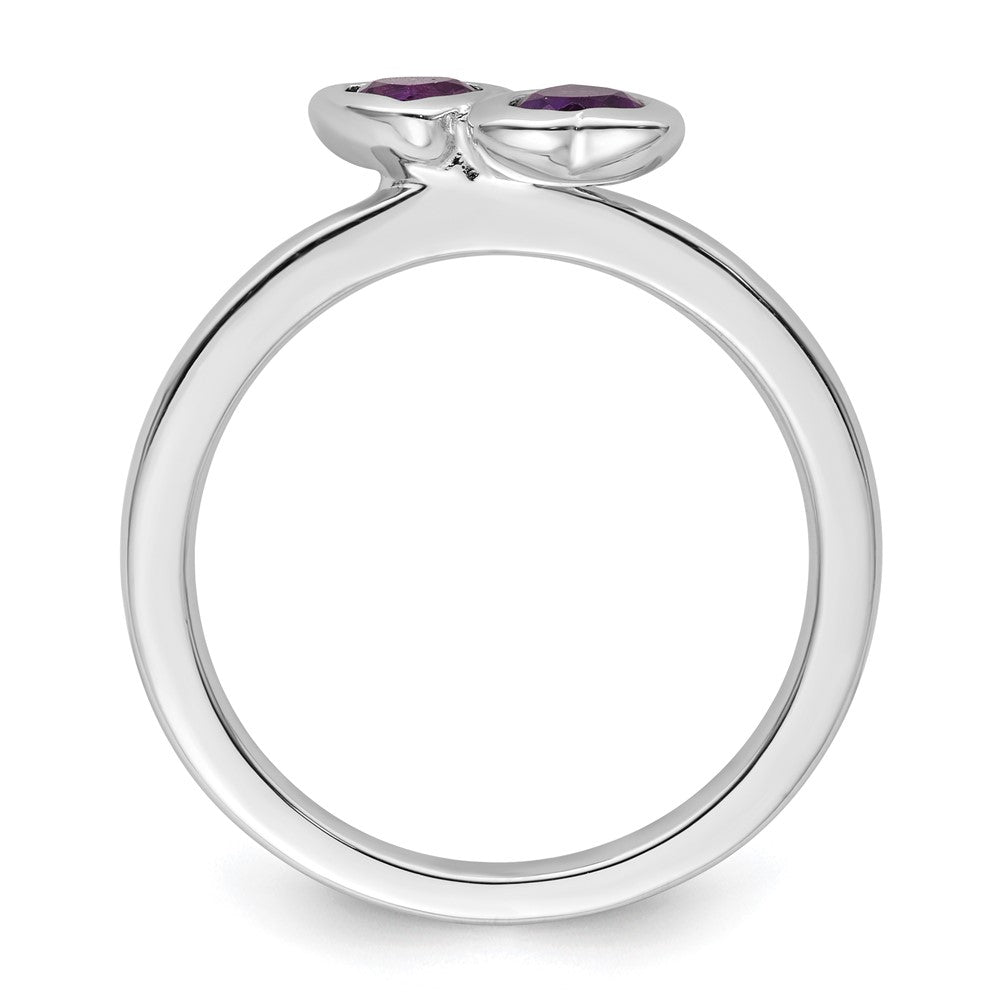 Sterling Silver Stackable Expressions Amethyst Double Heart Ring Size -5