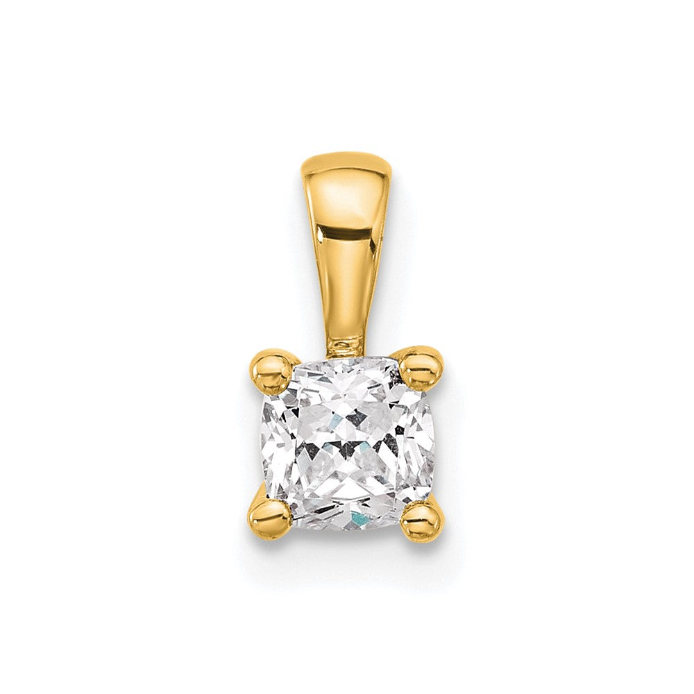 14k 1/2 carat Lab Grown Diamond VS+ F+ Cushion Complete Four Prong Pendant