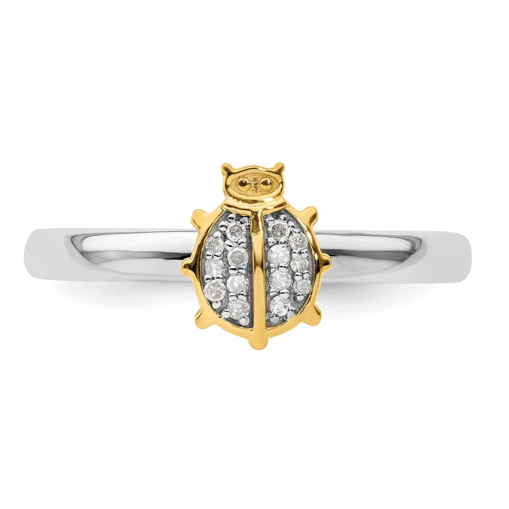 Sterling Silver Stackable Expressions Gold-Plated Ladybug Dia. Ring Size -5