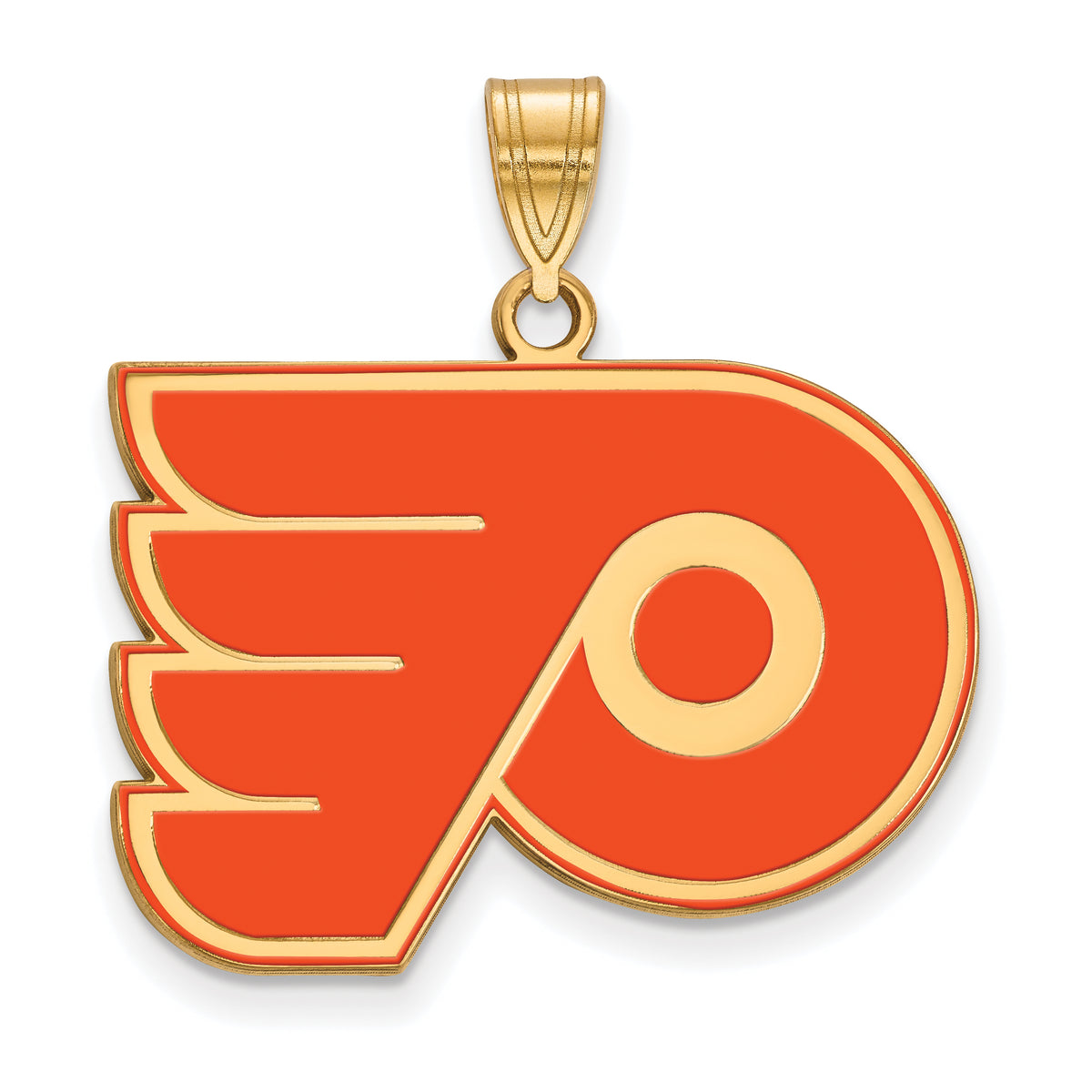 Sterling Silver Gold Plated NHL LogoArt Philadelphia Flyers Enamel Pendant
