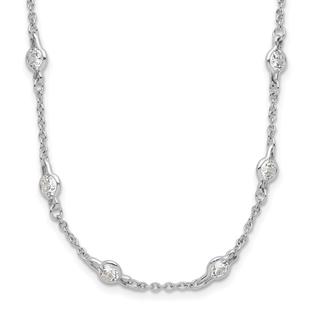 Cheryl M Sterling Silver Rhodium-plated Brilliant-cut Round CZ 42 Station 36 Inch Necklace 36 Inches