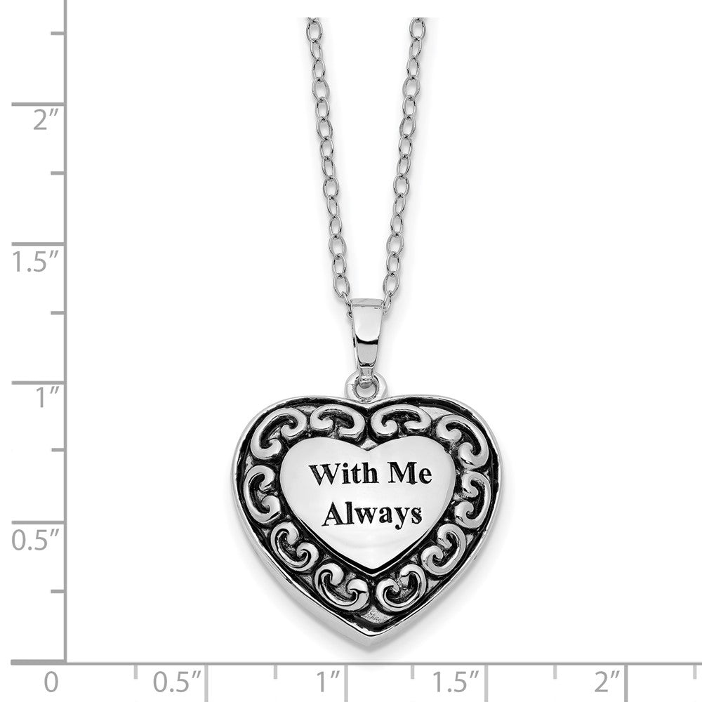 Sentimental Expressions Sterling Silver Rhodium-plated With Me Always Ash Holder 18 Inch Necklace 23 Inches