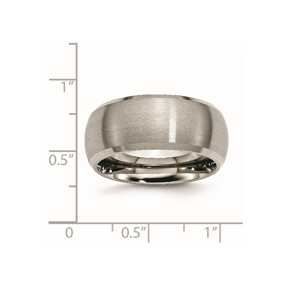 Titanium Satin and Polished 10mm Beveled Edge Band Size - 11.5