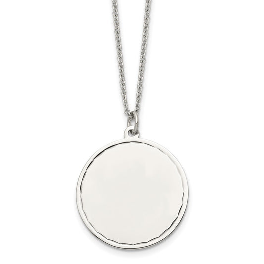 Stainless Steel Polished Engraveable Round Disc w/2in. Ext. Necklace