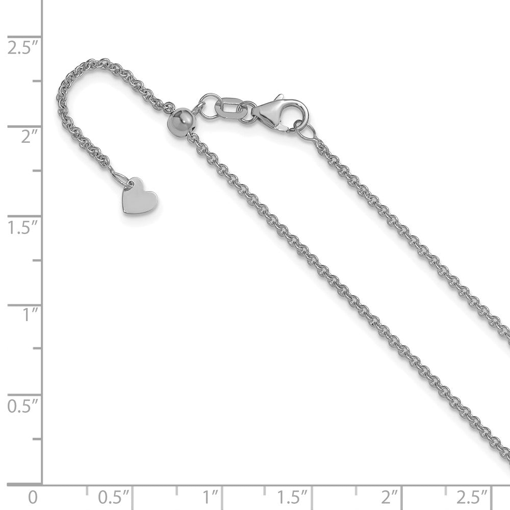 14K White Gold Adjustable 1.65mm Round Cable Chain