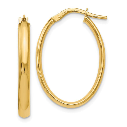 10K Polished Oval Hoop Earrings