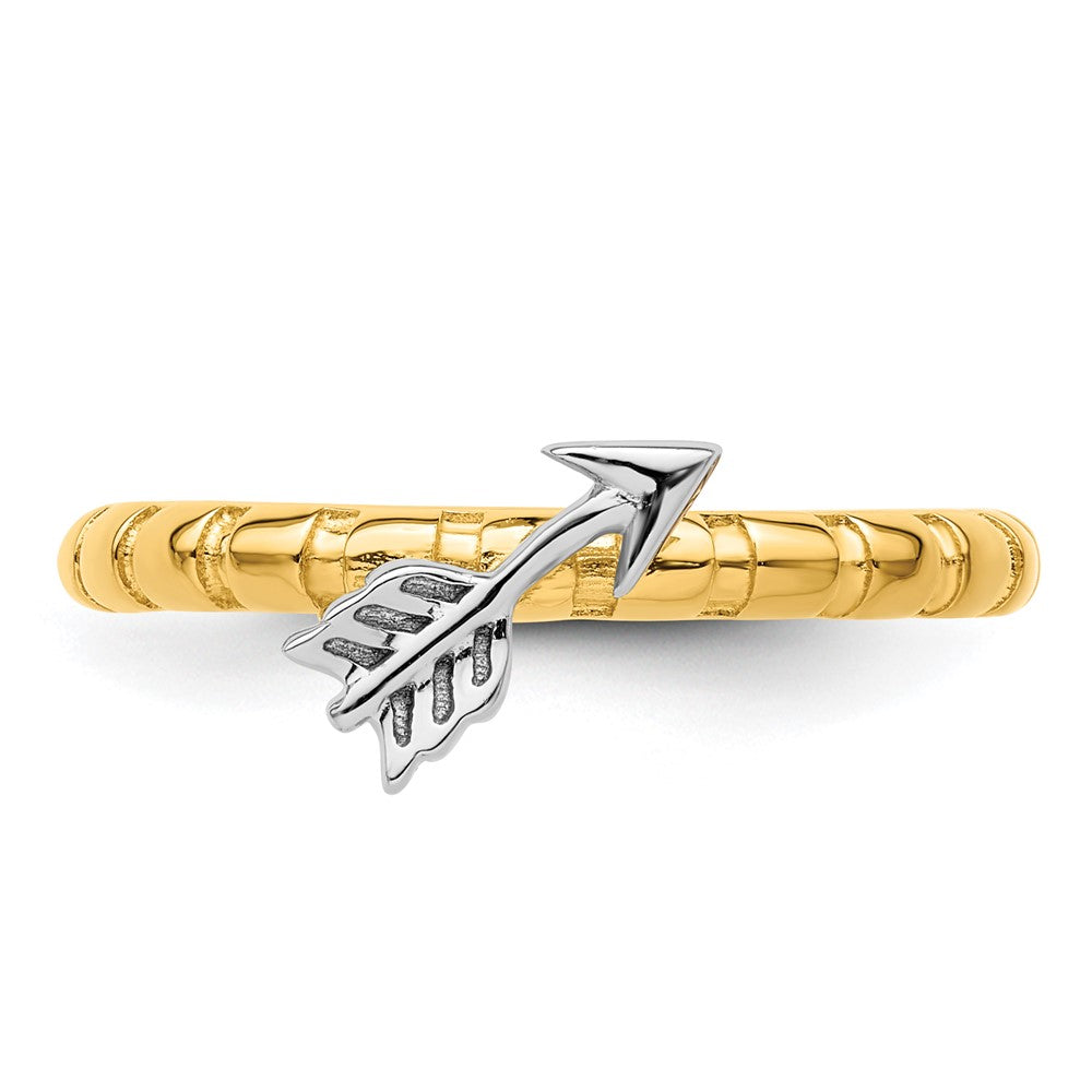 Sterling Silver Stackable Expressions Gold & Rhod-plate Arrow Ring
