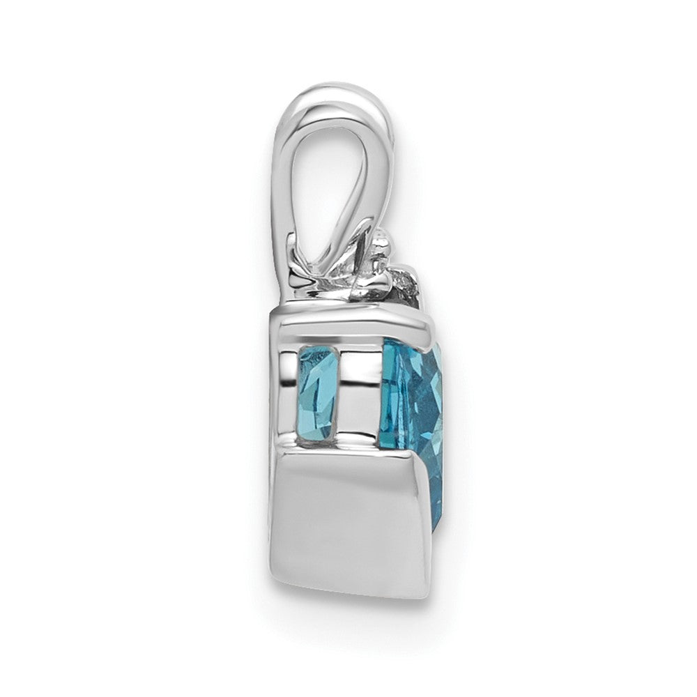 10kw Blue Topaz and Diamond Pendant