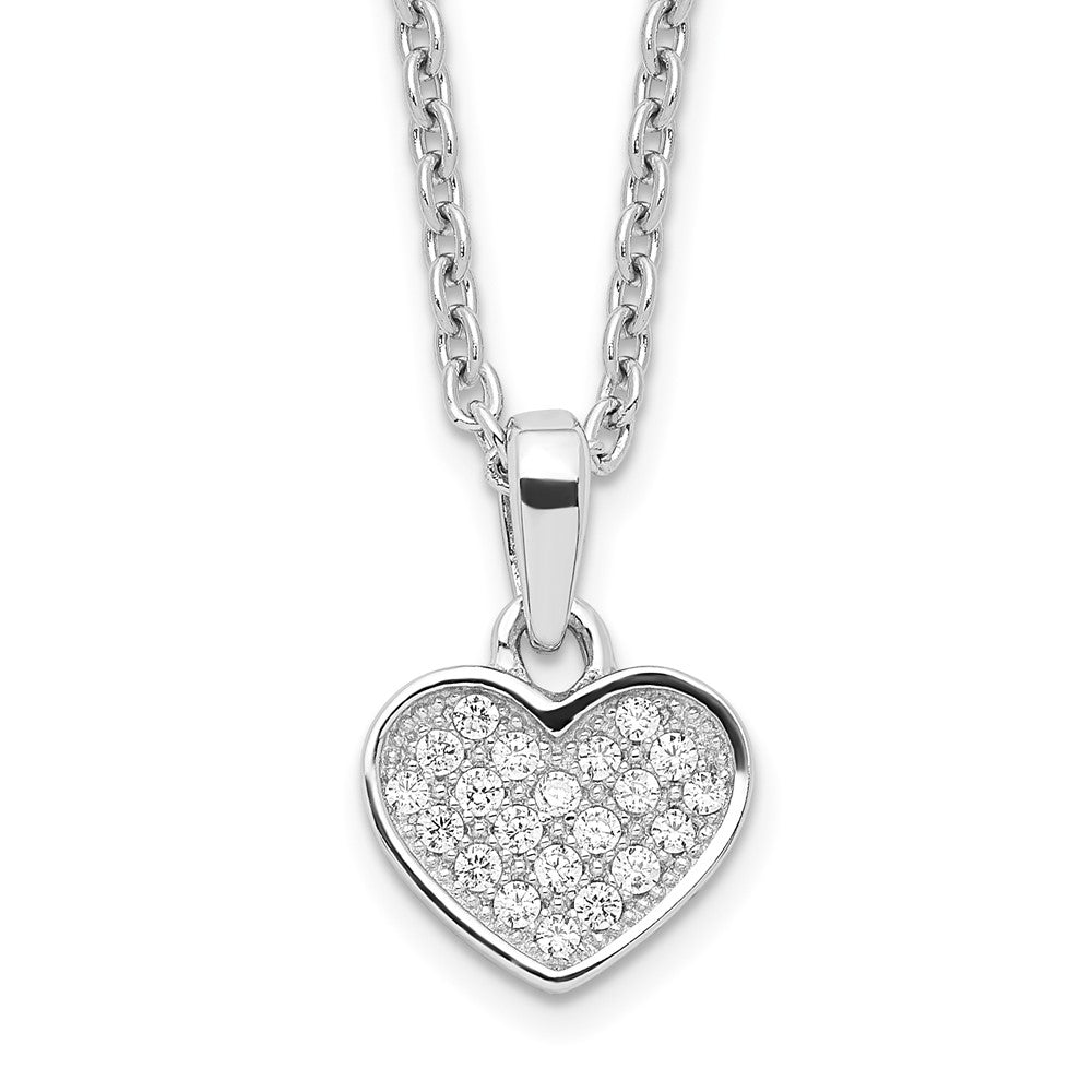 Brilliant Embers Sterling Silver Rhodium-plated 21 Stone 18 inch Micro Pav‚ CZ Heart Necklace with 2 Inch Extender 18 Inches