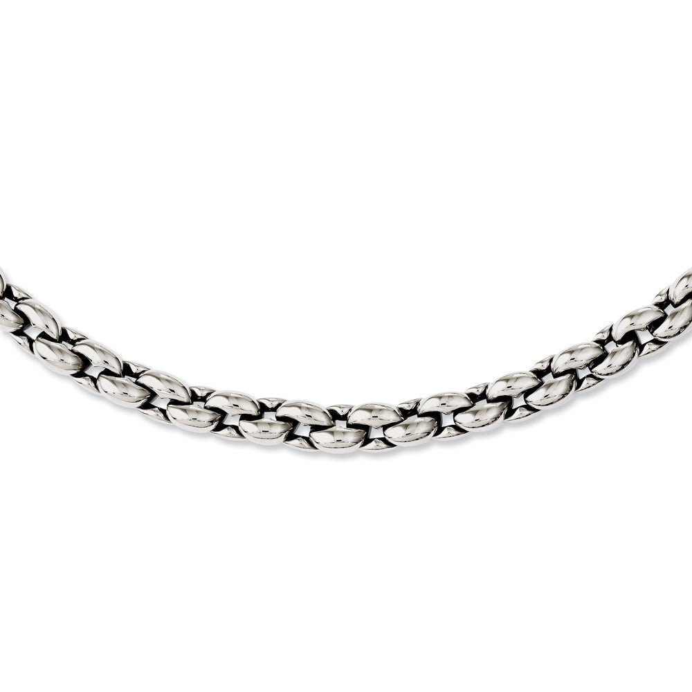 Stainless Steel Polished Oval Link 24in Necklace