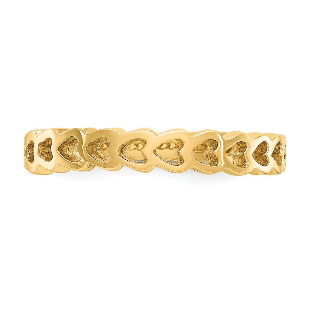 14k Polished Hearts Ring Size 6
