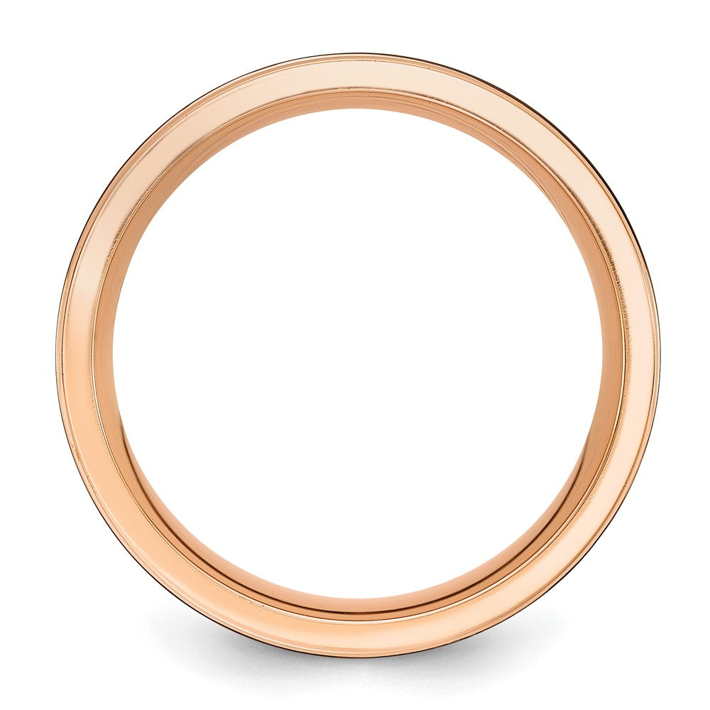 Black Zirconium Brushed and Polished Rose IP-plated 8mm Band Size - 10.5