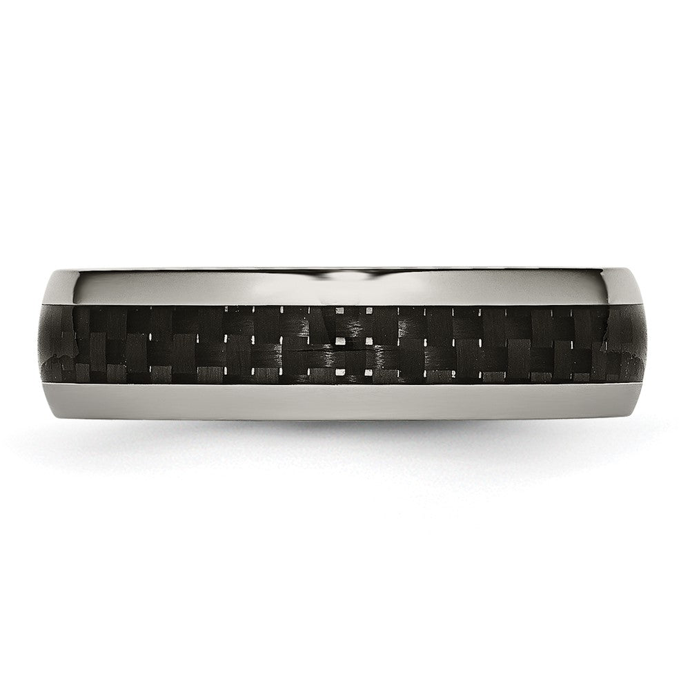 Titanium Polished w/Black Carbon Fiber Inlay 6mm Band Size - 6