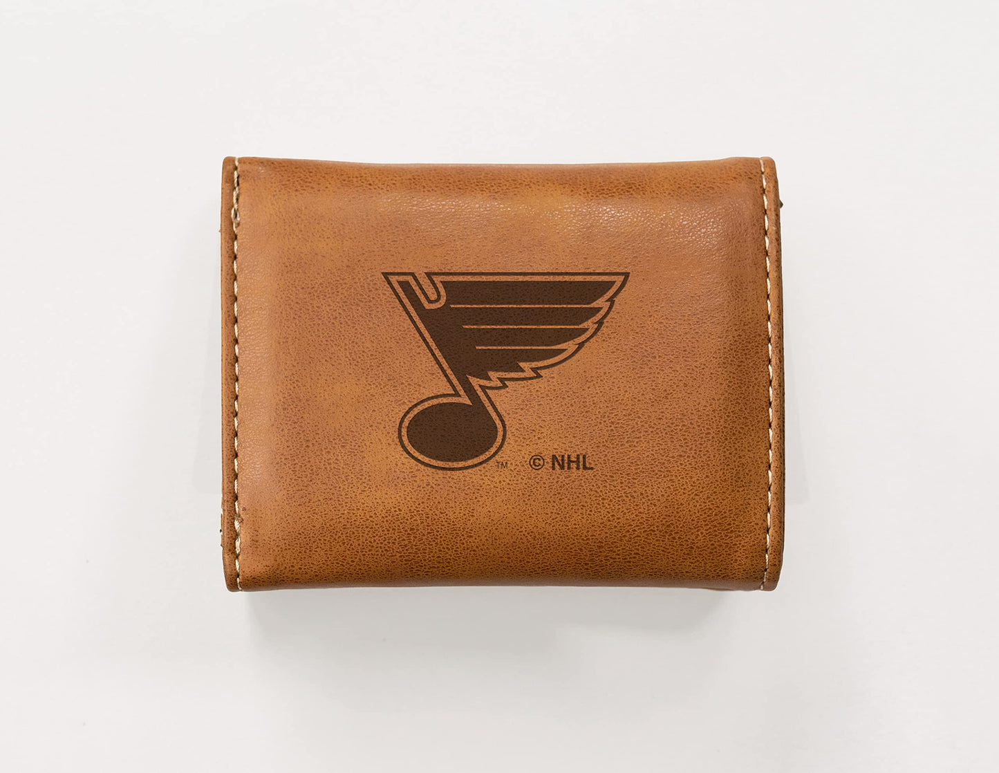 Hockey Rico Industries St. Louis Blues Brown Laser Engraved Trifold Laser Engraved Tri-Fold Wallet - Men's Accessory