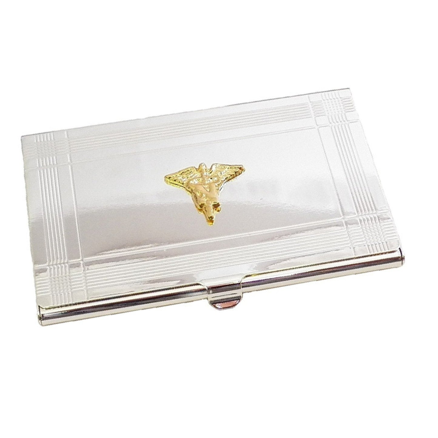 Silver-plated Business Card Case with Gold-plated Nursing Emblem QGM21464