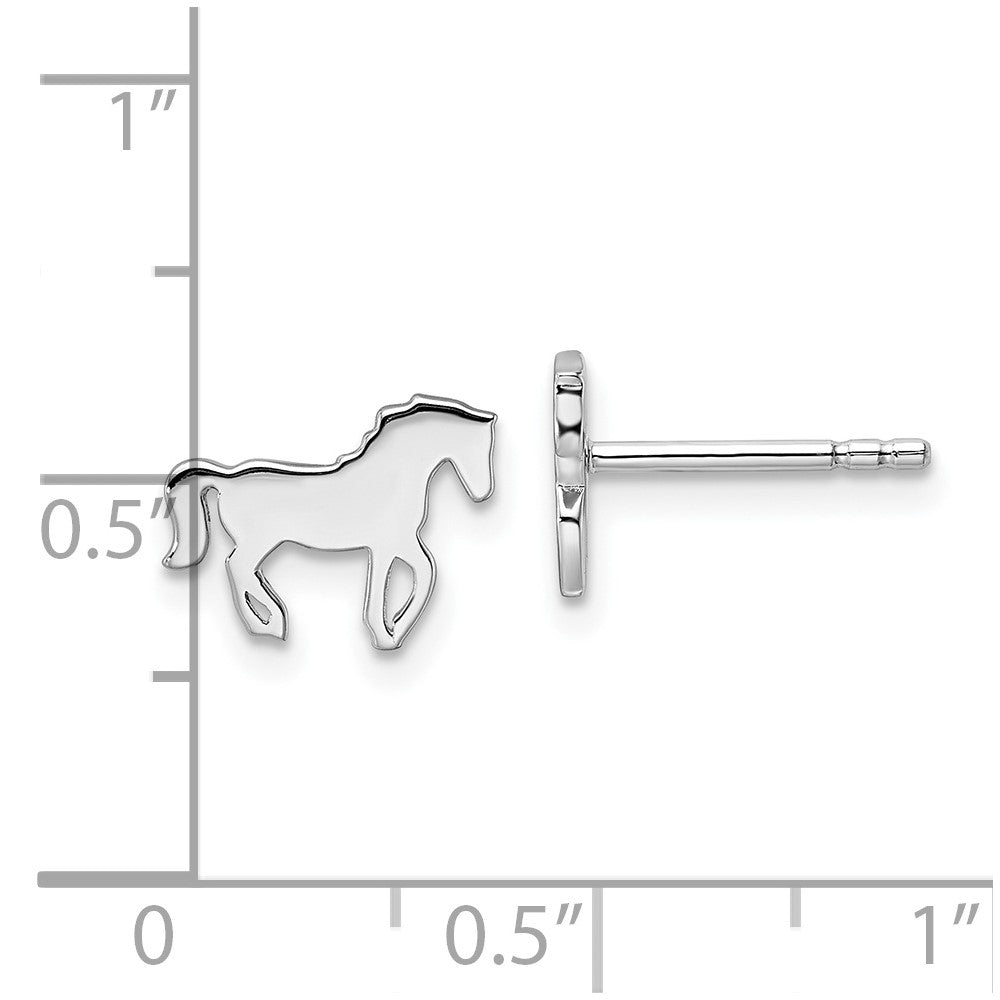 Sterling Silver Rhodium-plated Polished Horse Children's Post Earrings