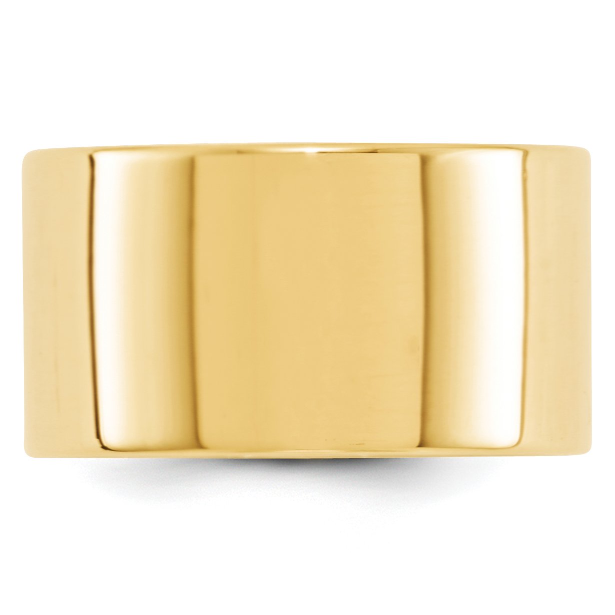 Primal Gold 14 Karat Yellow Gold 12mm Hollow Flat Band Size 8
