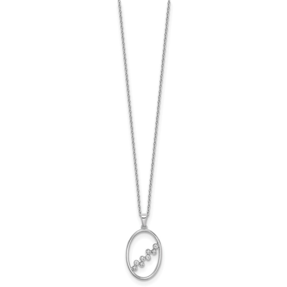 White Ice Sterling Silver Rhodium-plated 18 Inch Diamond Open Oval Necklace with 2 Inch Extender 18 Inches