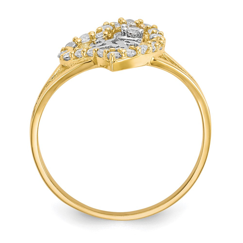 10K w/White Rhodium I LOVE YOU  CZ Heart Ring