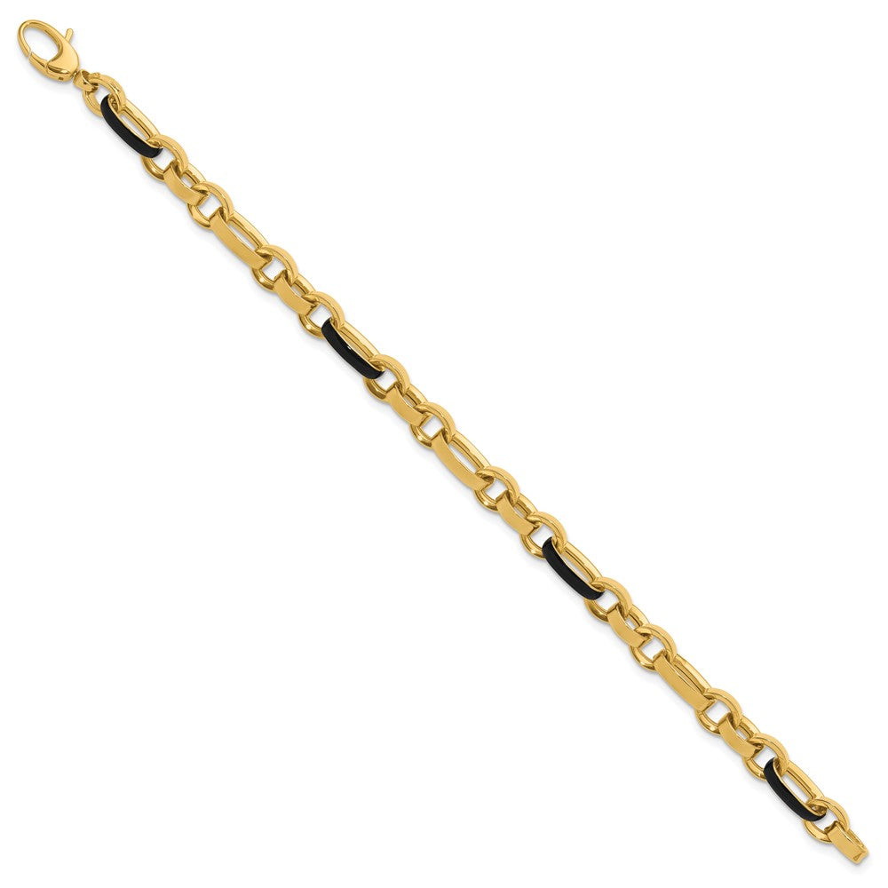 14K Polished with Enamel Link Bracelet 7  inches