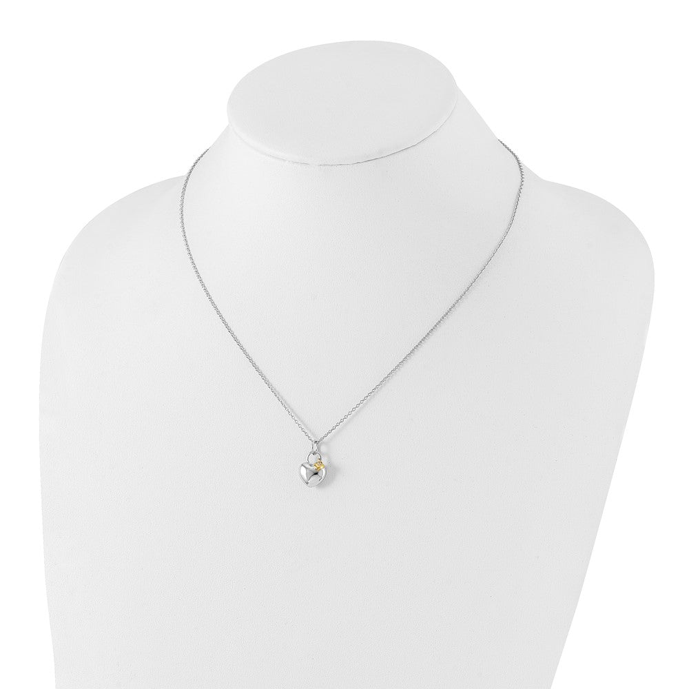 White Ice Sterling Silver Rhodium-plated Gold-tone 18 Inch Diamond Double Heart Necklace with 2 Inch Extender 18 Inches