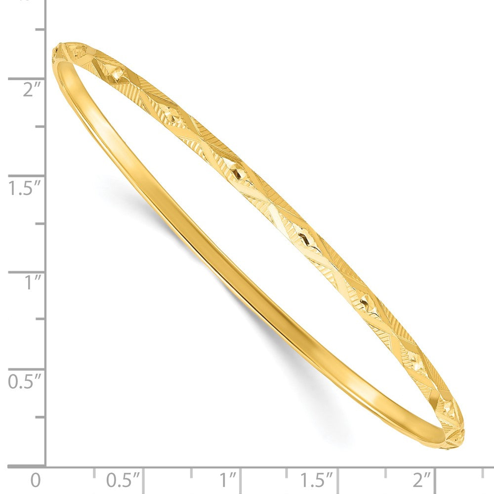 Sterling Silver Gold-tone Diamond Cut Slip-on Bangle 8 inches