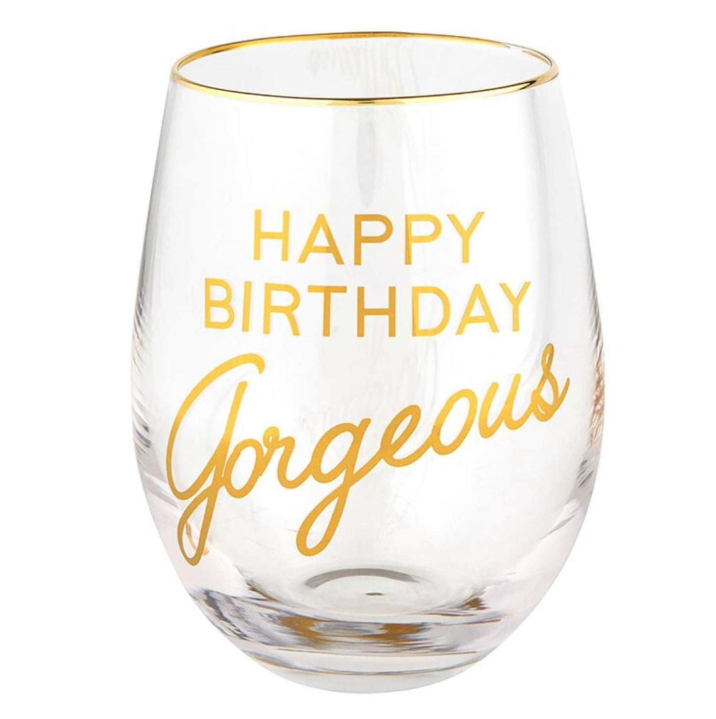 Creative Brands Sippin' Pretty Stemless Wine Glass, 17-Ounce, Happy Birthday Gorgeous