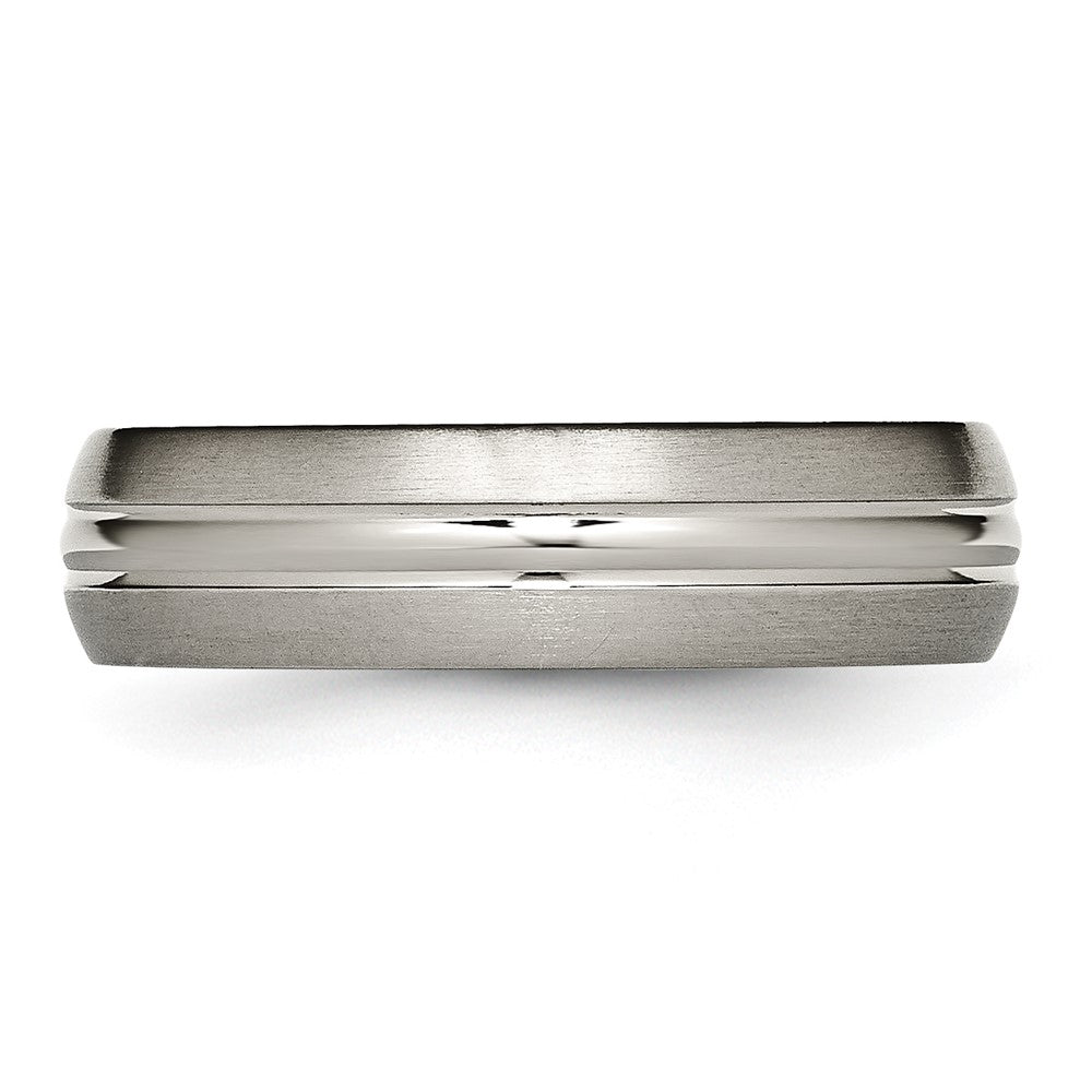 Titanium Brushed Center 6mm Grooved Band Size - 8.5