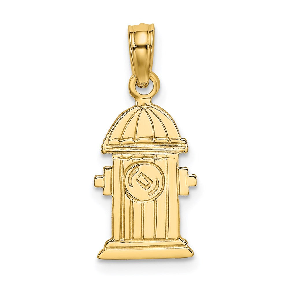 14K Polished Engraved Fire Hydrant Charm