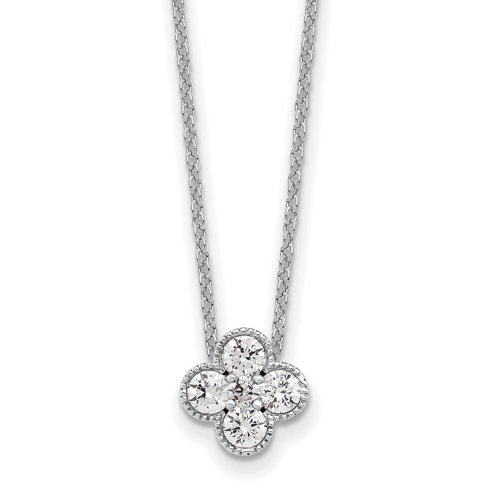 True Origin 14k White Gold 1/2 carat Lab Grown Diamond VS DEF 18 inch Bloom Floral Pendant Necklace