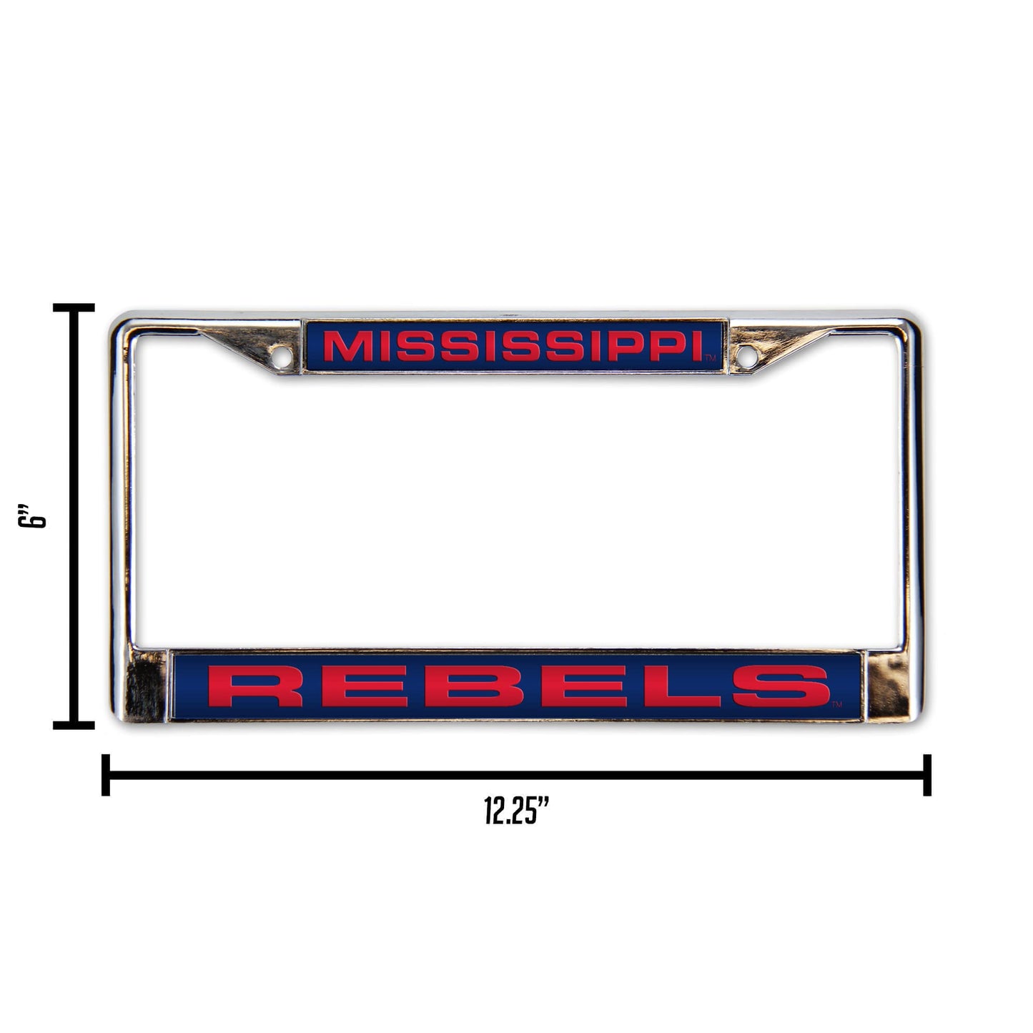 Mississippi-Ole-Miss-Rebel's Chrome Metal Laser Cut License Plate Frame