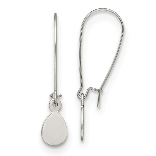 Stainless Steel Polished Teardrop Dangle Kidney Wire Earrings
