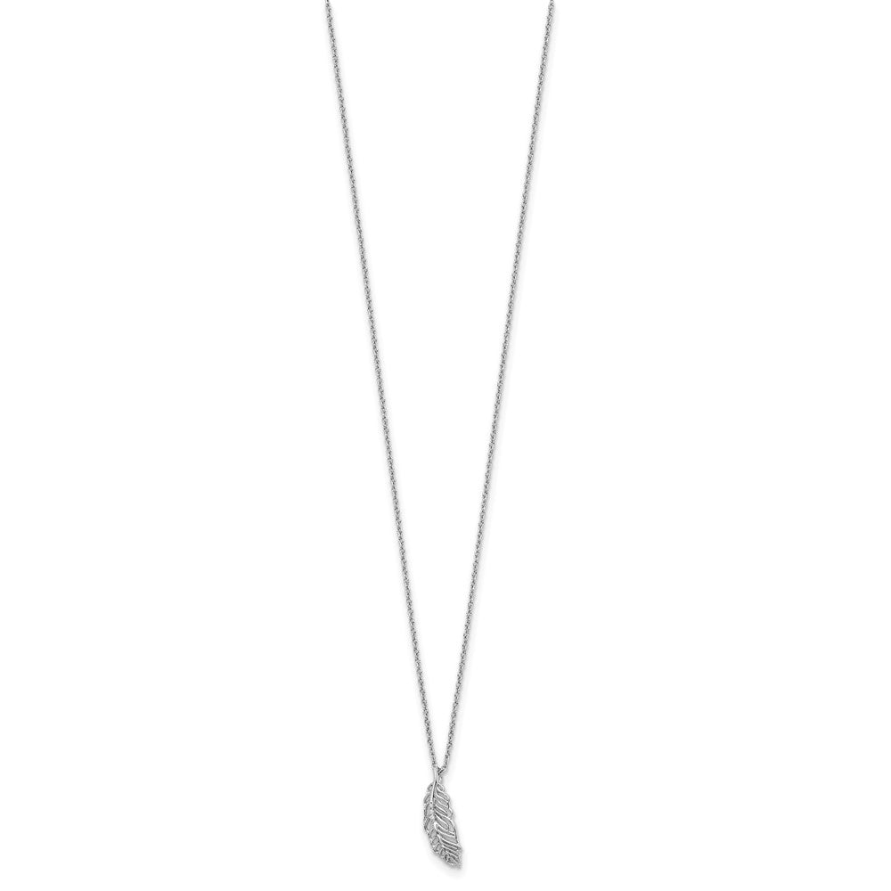 White Ice Sterling Silver Rhodium-plated 18 Inch Diamond Feather Necklace with 2 Inch Extender 18 Inches