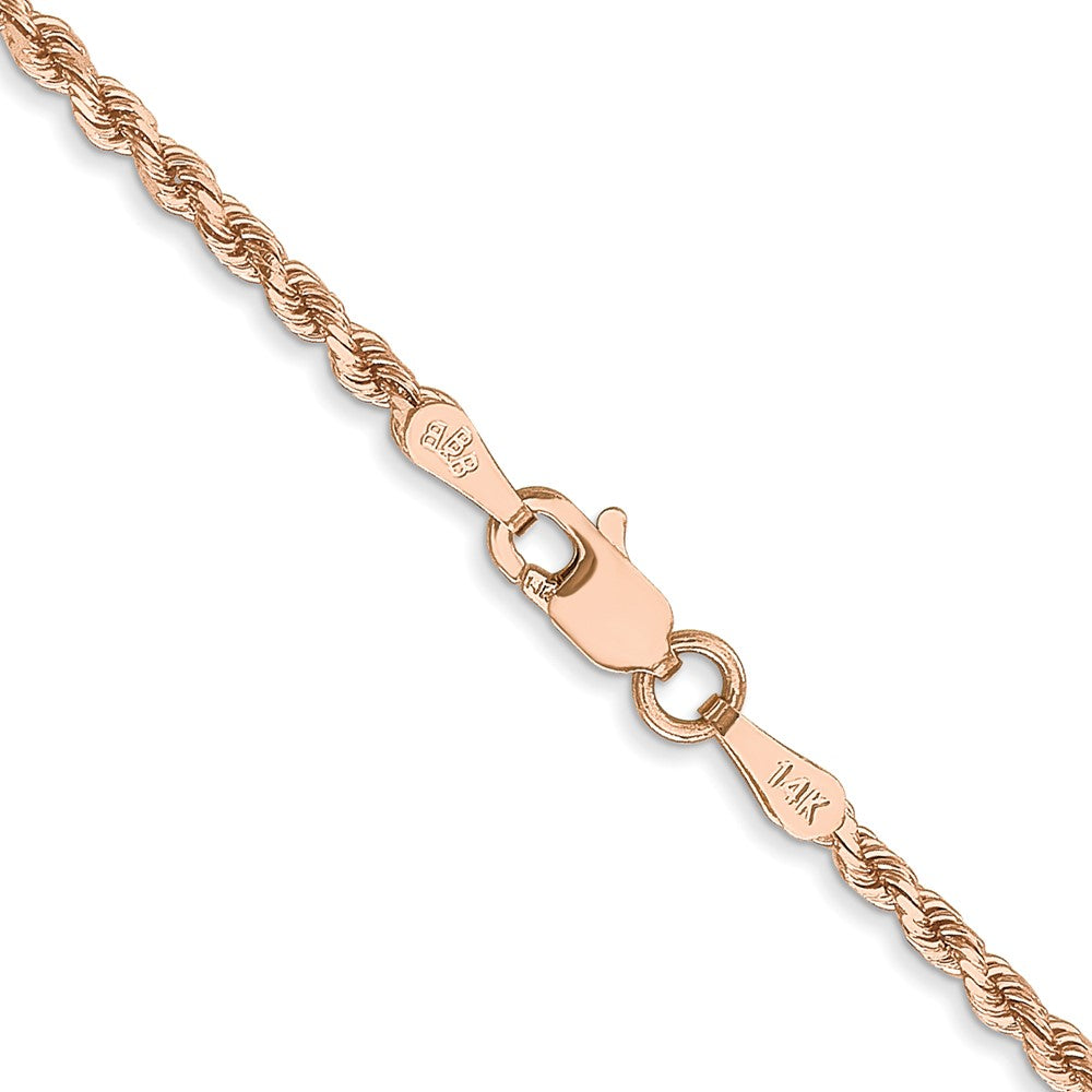 14K Rose Gold 18 inch 2mm Diamond-cut Rope with Lobster Clasp Chain