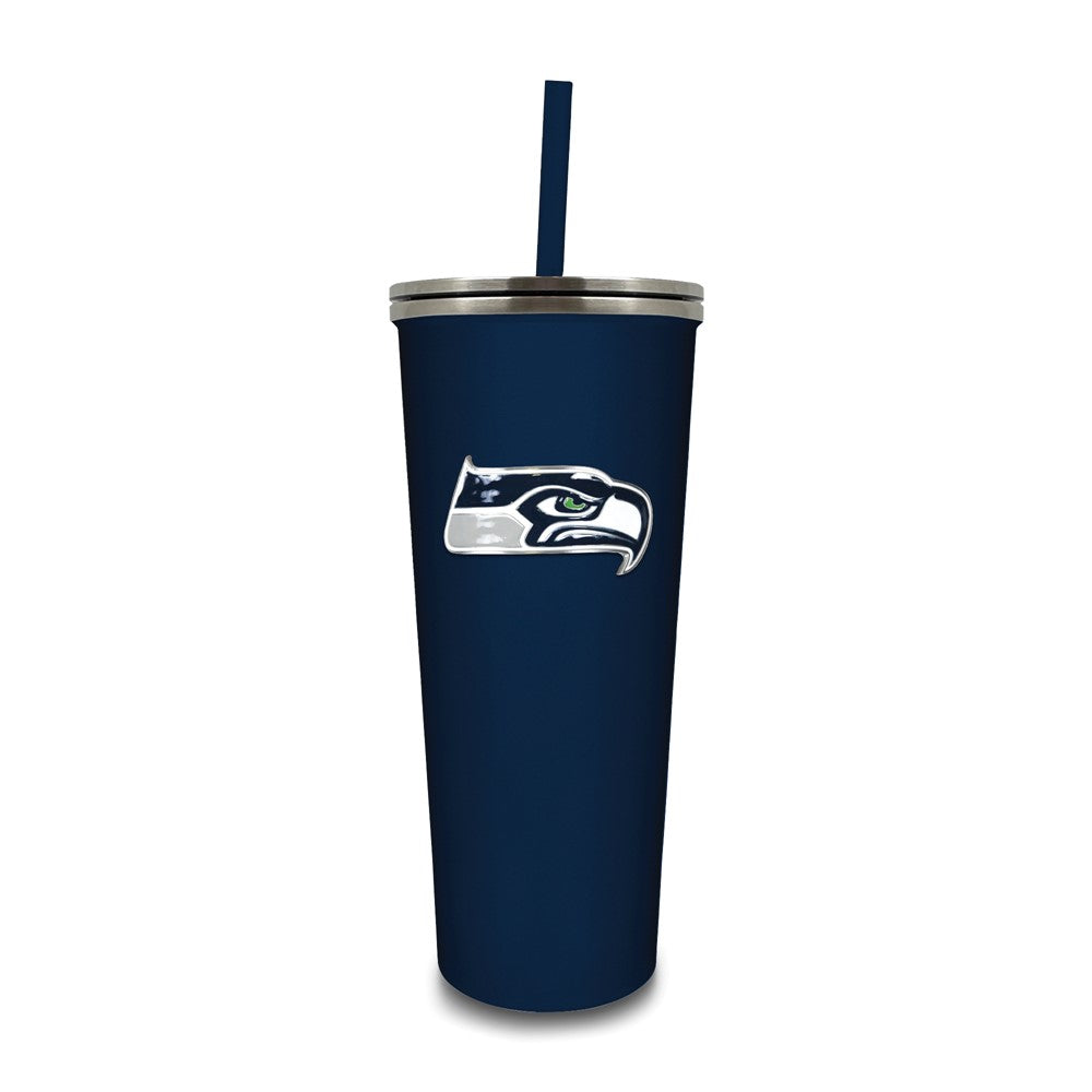 NFL Seattle Seahawks Stainless Steel 24 ounce Skinny Tumbler with Emblem and Straw