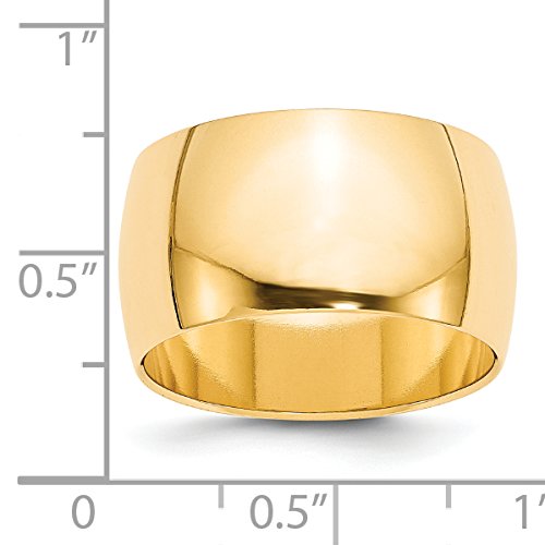 14k Yellow Gold 12mm Half Round Wedding Band Size 11