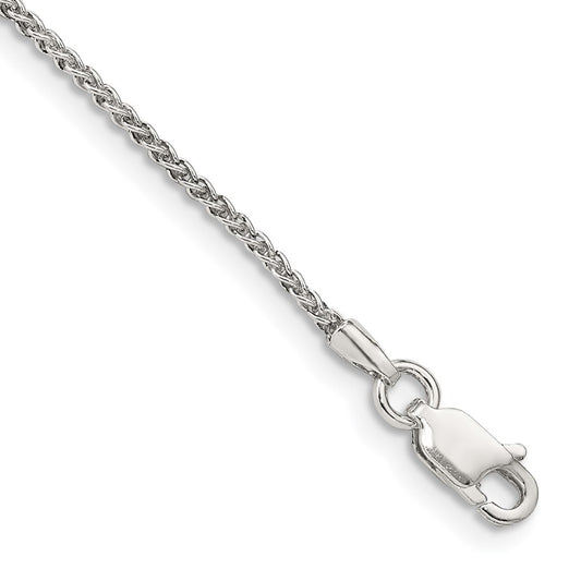 Sterling Silver 1.5mm Round Spiga Chain Anklet 9 inches