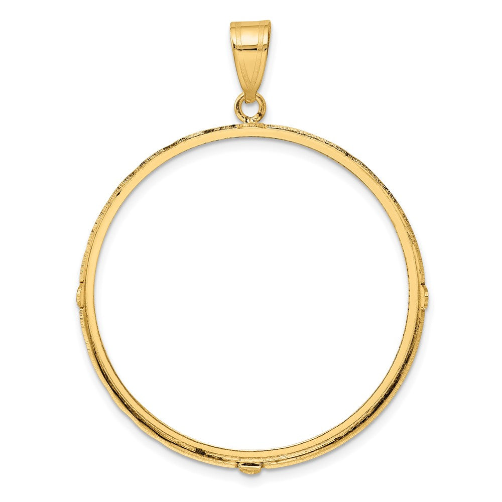 Wideband Distinguished Coin Jewelry 14k Polished and Diamond-cut 37.0mm Prong Coin Bezel Pendant