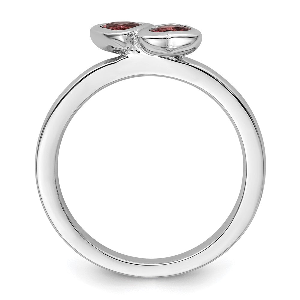 Sterling Silver Stackable Expressions Pink Tourmaline Double Heart Ring Size -7