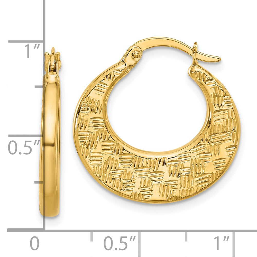 10K Polished and Diamond-cut Fancy Hoop Earrings