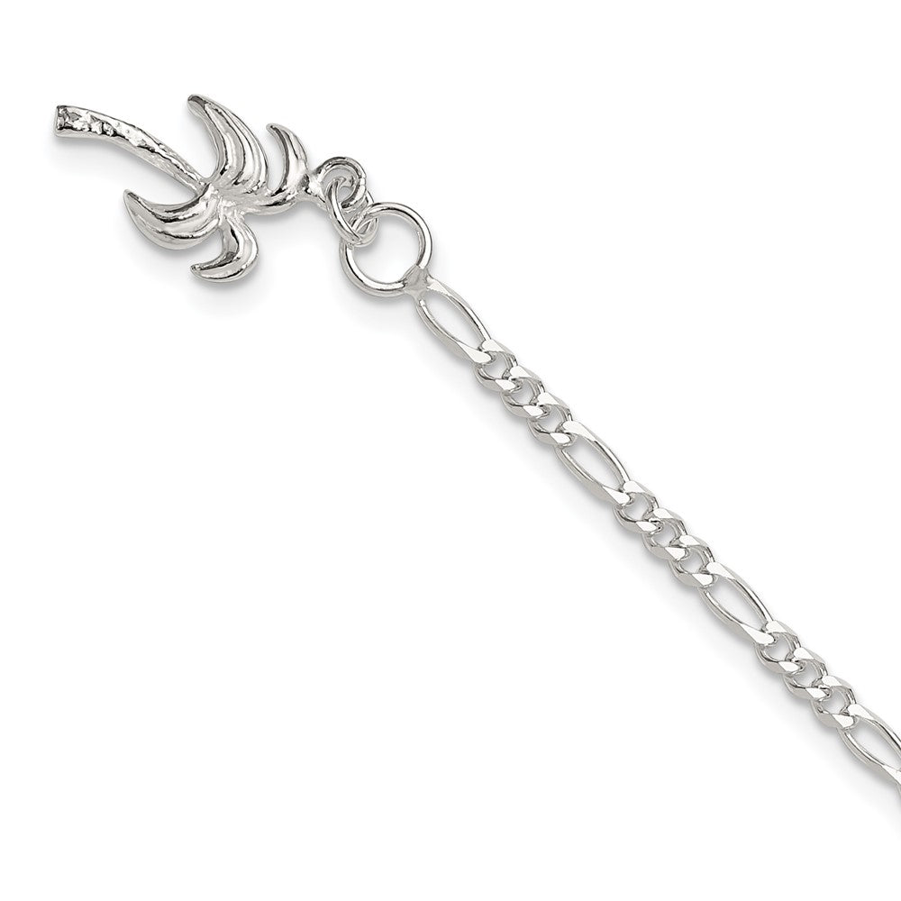 Sterling Silver Palm Tree Anklet 9 inches