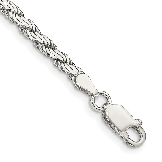 Sterling Silver 3.1mm Flat Rope Chain 7 inches