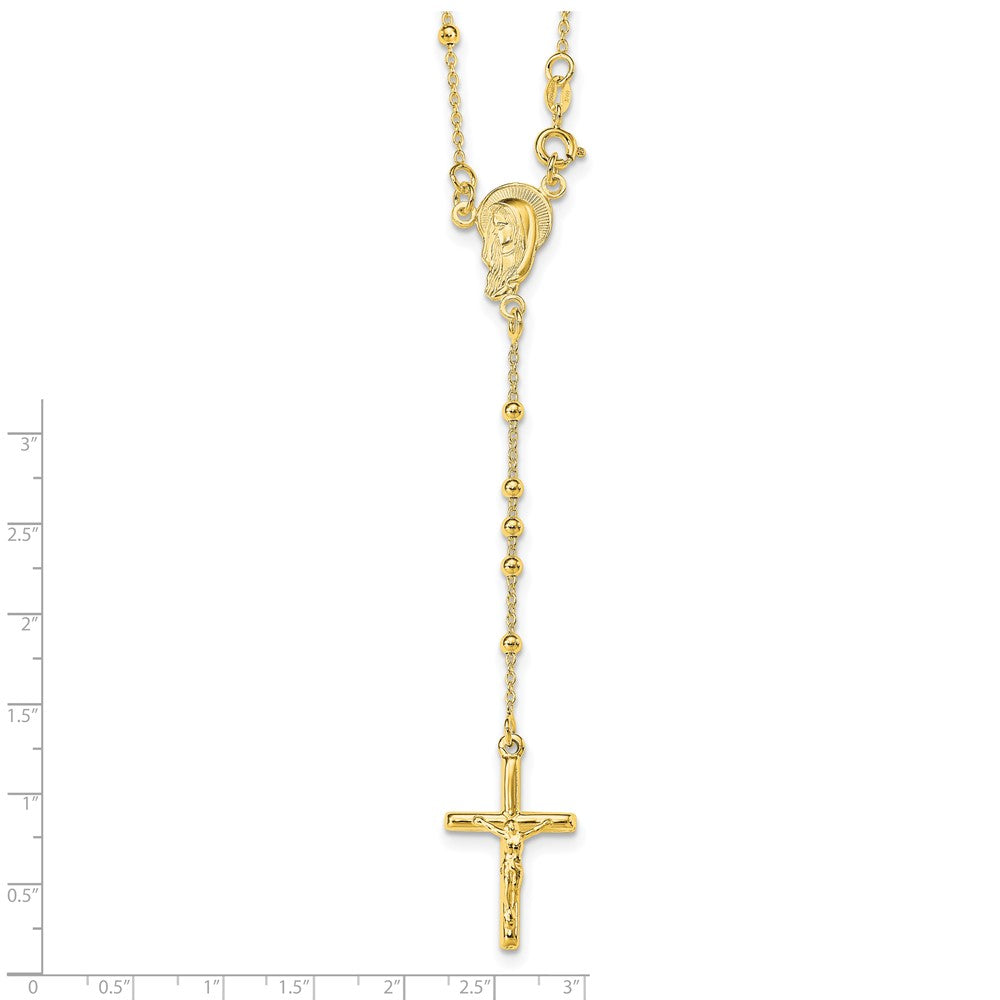 Sterling Silver Gold-plated Polished Bead Rosary 18 inch Necklace 18 Inches